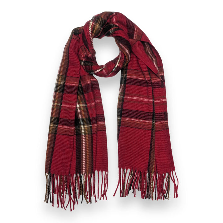 Tartan Winter Tassel Scarf Red