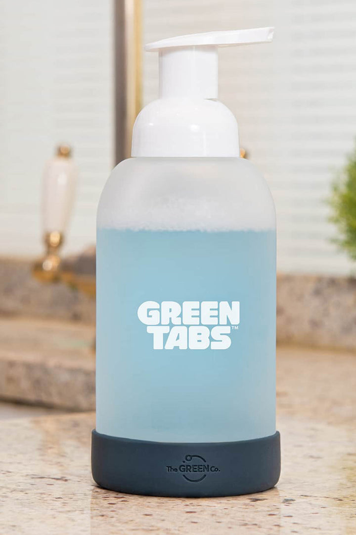 The Green Co GreenTabs™ Rosemary And Eucalyptus Foaming Hand Soap Starter Kit With Dusty Blue Dispenser