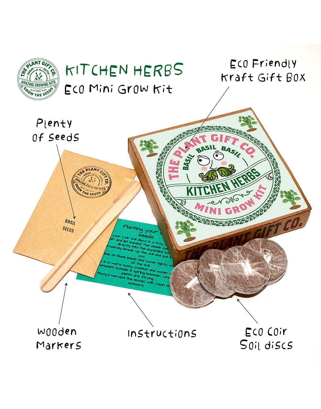 The Plant Gift Company Grow Your Own Basil Eco Mini Grow Kit