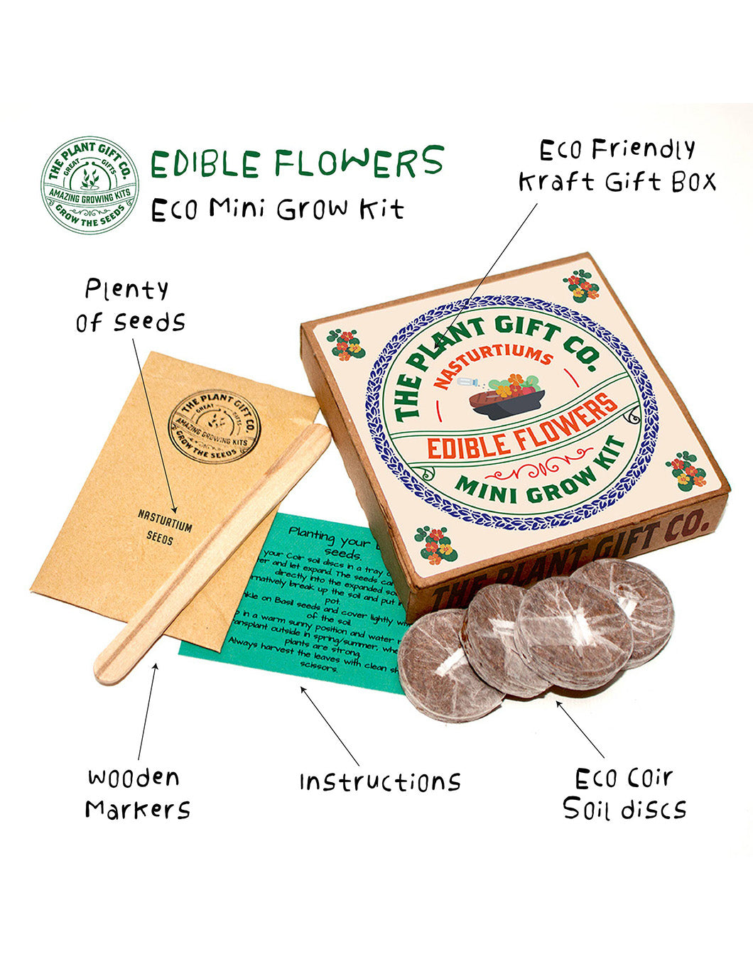 The Plant Gift Company Grow Your Own Edible Flowers Eco Mini Grow Kit