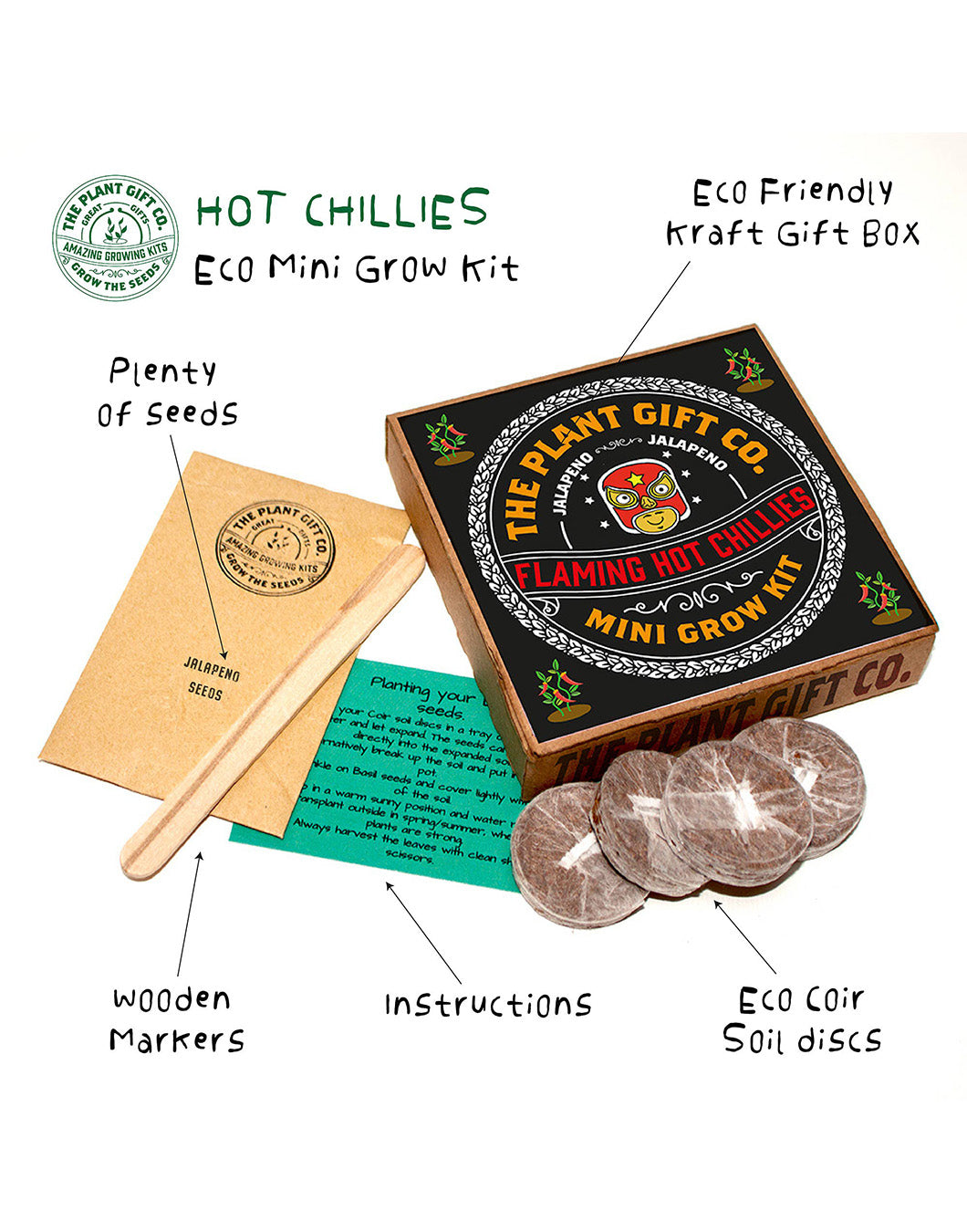The Plant Gift Company Grow Your Own Red Hot Chillies Eco Mini Grow Kit