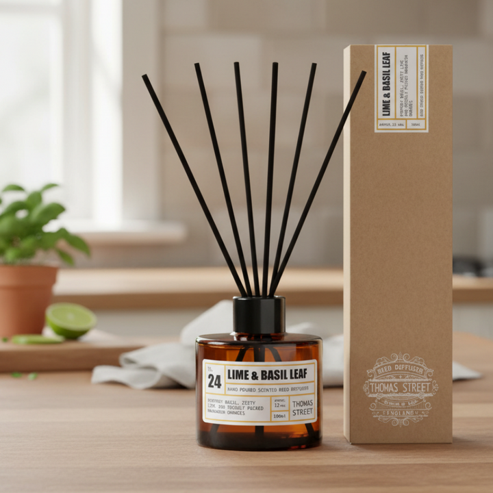 Thomas Street Lime & Basil Leaf Hand Blended Reed Diffuser No.24 100ml