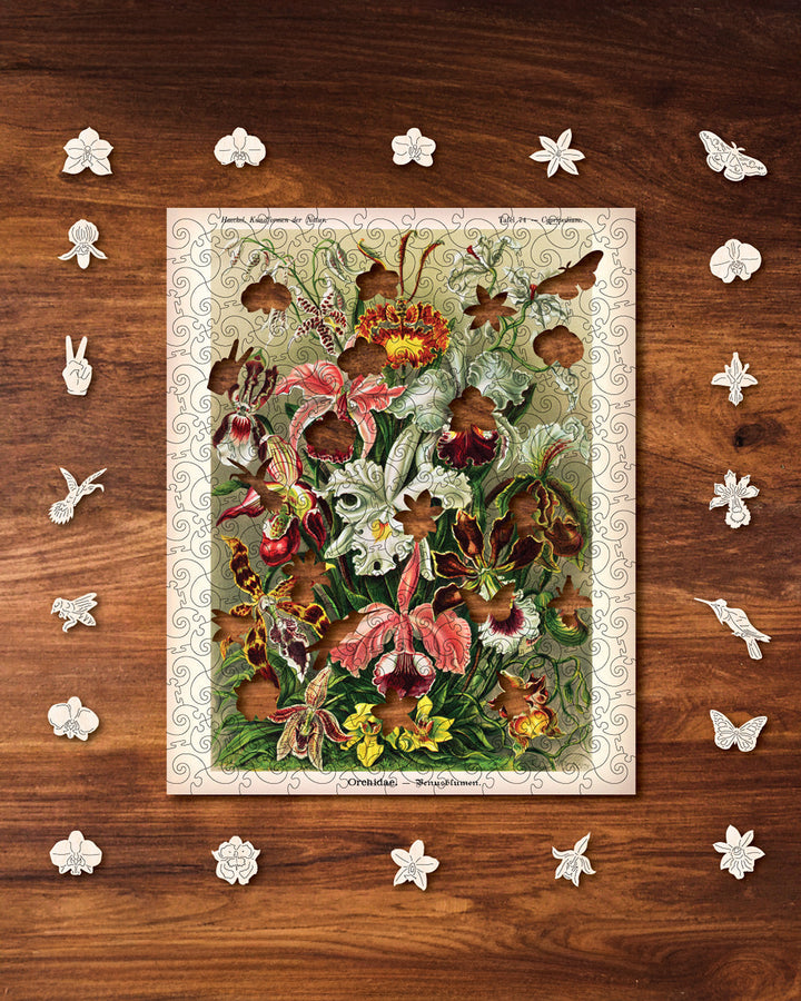 Decorative floral design on a wooden surface with decorative butterflies and flowers.