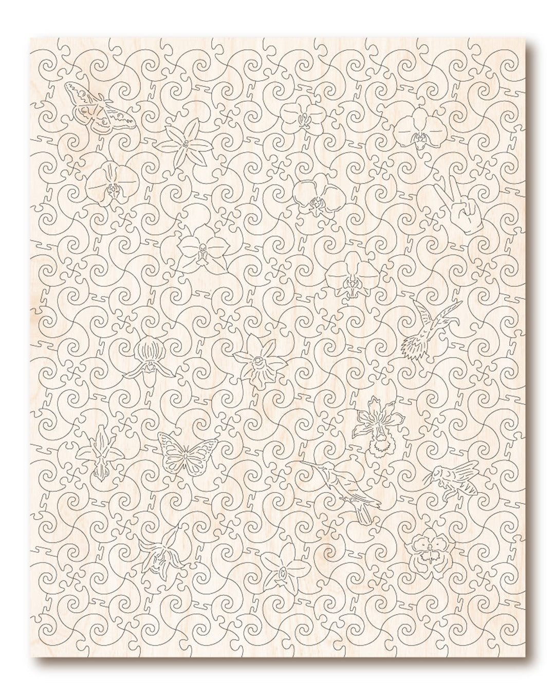 Patterned paper with intricate designs on a white background