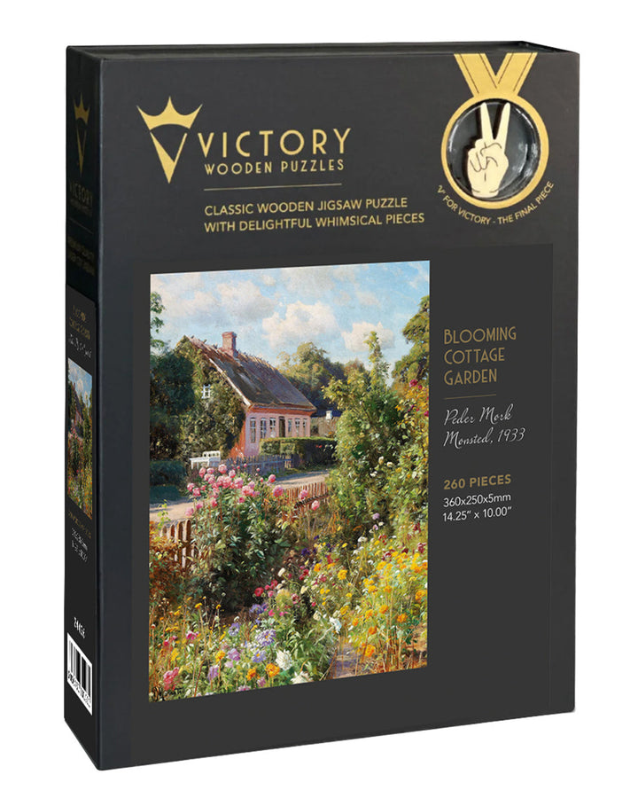 Box of Victory Wooden Puzzles featuring a garden scene