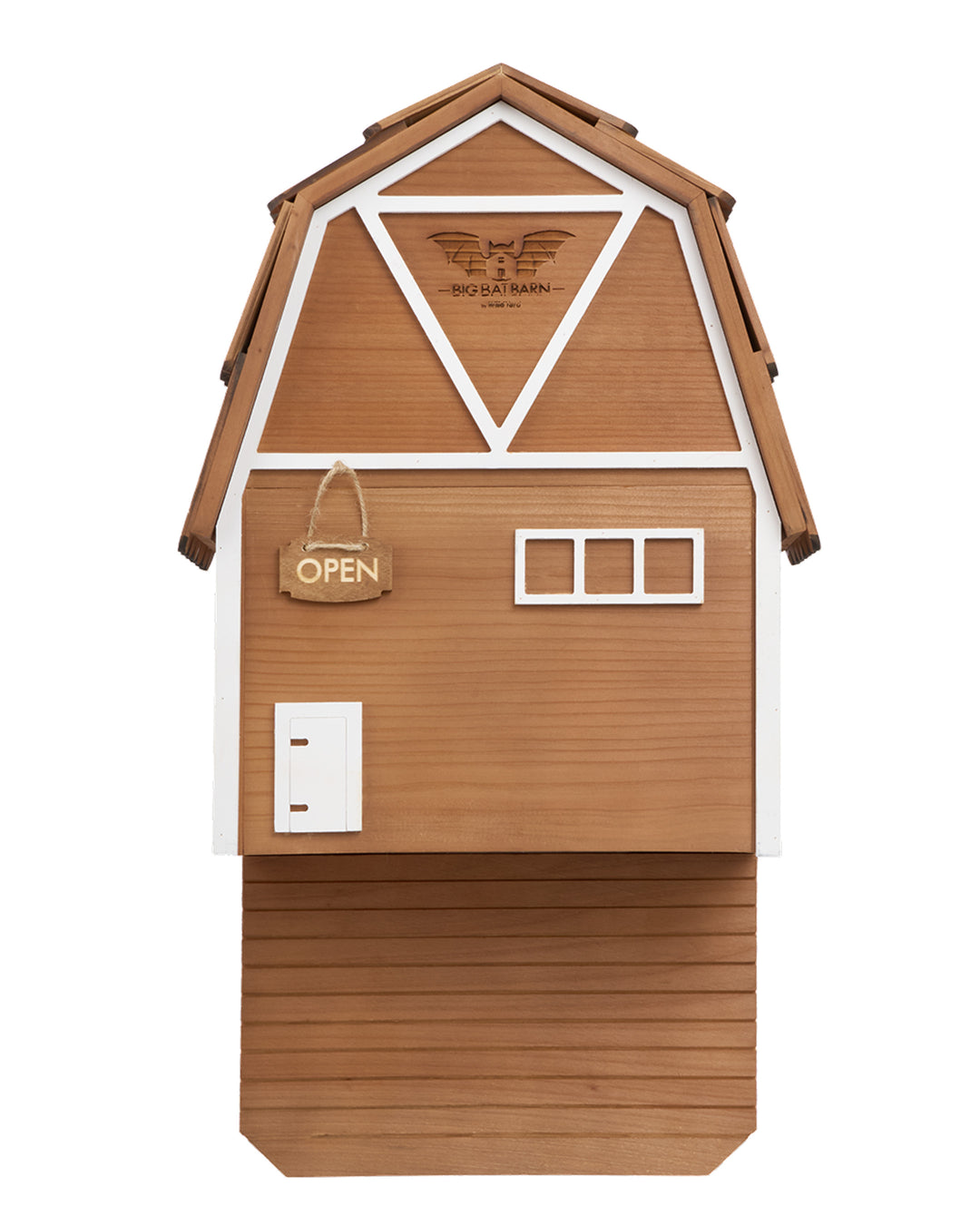 Wooden birdhouse with a thatched roof on a white background