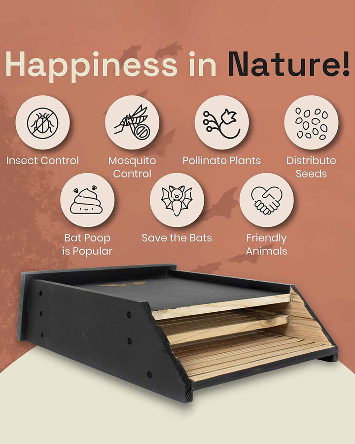 Product with text and icons about nature benefits on a brown background