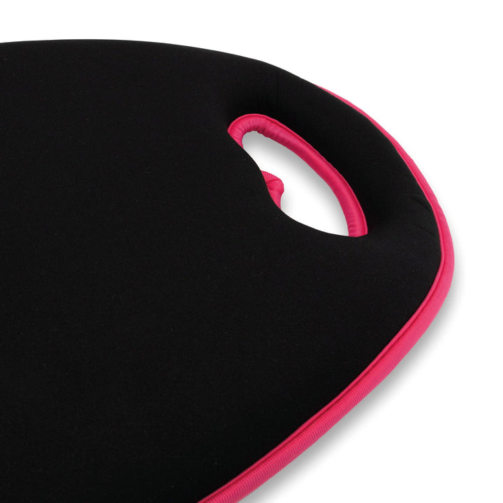 Black kneeler pad with pink border on a white background