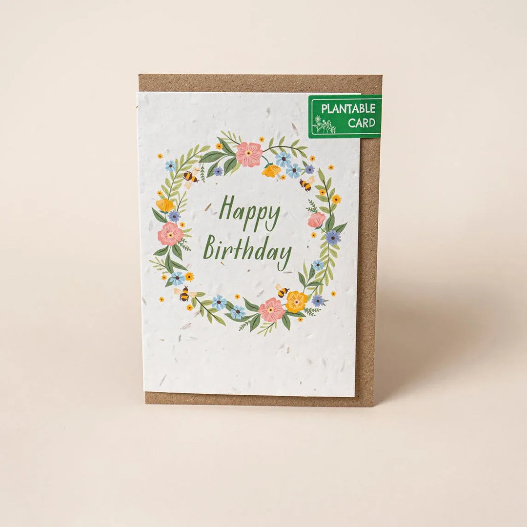 Plantable birthday card with floral design and &