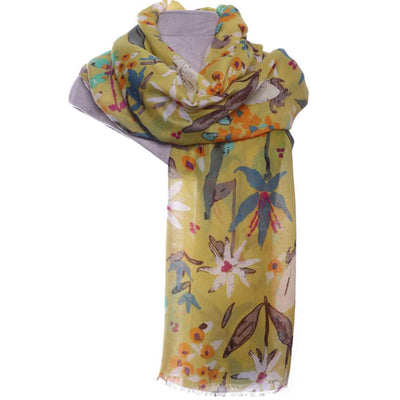 Zelly Exotic Flower Scarf Mustard 1021423 - Norman & Vera Garden Emporium
