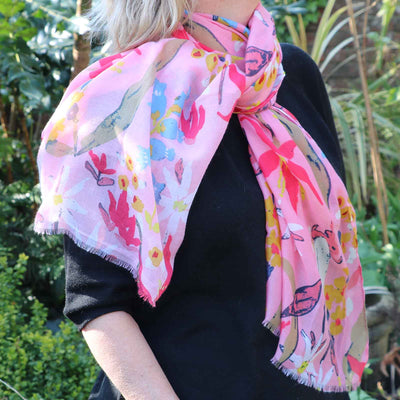 Zelly Exotic Flower Scarf Pink 1021416 - Norman & Vera Garden Emporium