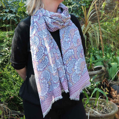 Zelly Floral Pattern Scarf Purple 1021011 - Norman & Vera Garden Emporium