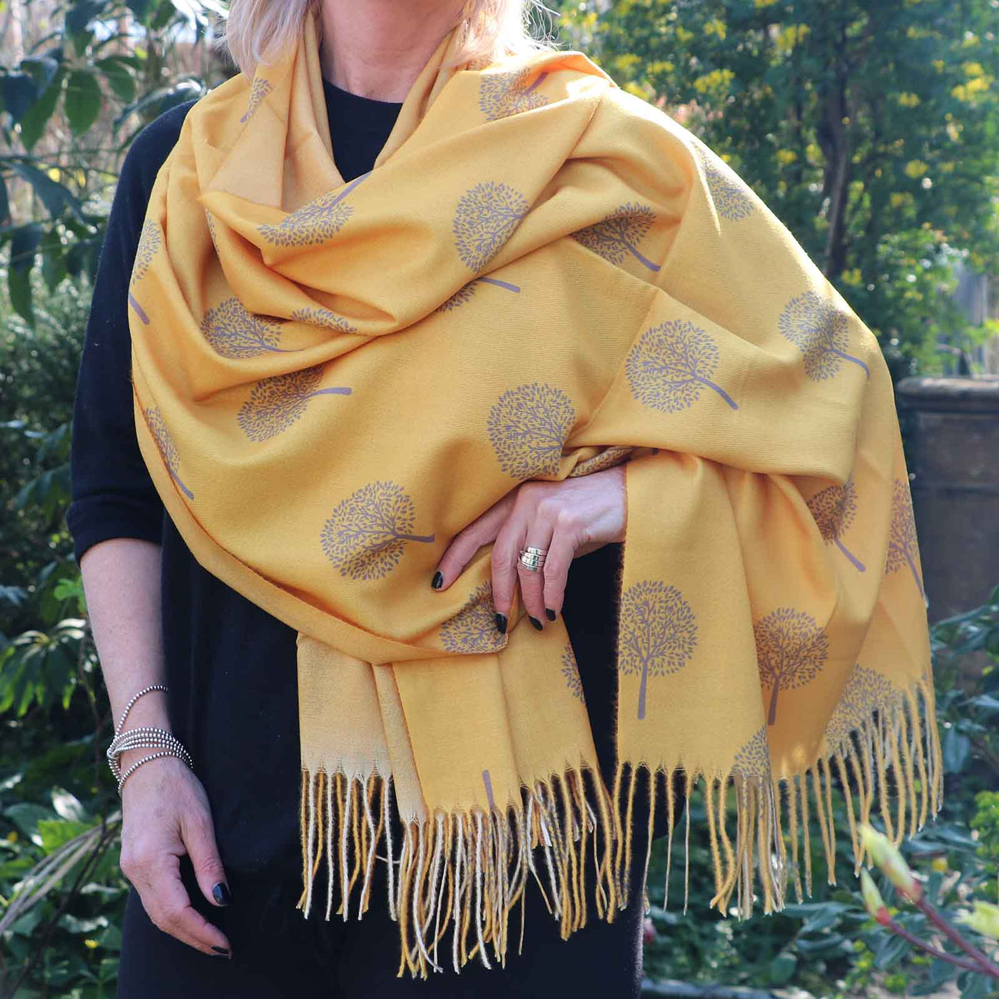 Zelly Mulberry Pashmina Gold Fringe1012713 - Norman & Vera Garden Emporium