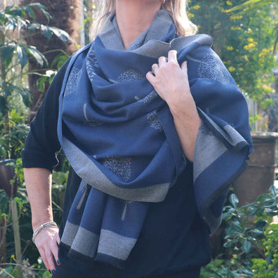Zelly Mulberry Pashmina Navy_Pale Blue 1014014 - Norman & Vera Garden Emporium