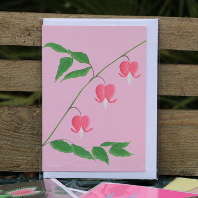 Bleeding Heart Greetings Card - Norman & Vera Garden Emporium