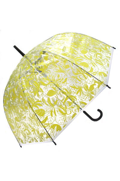 Blooms Of London Honeysuckle Yellow Transparent Umbrella - Norman & Vera Garden Emporium