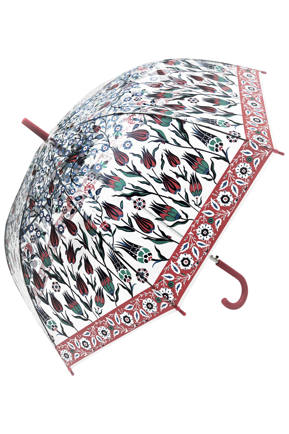 Blooms Of London Iznik Tulip Transparent Umbrella - Norman & Vera Garden Emporium
