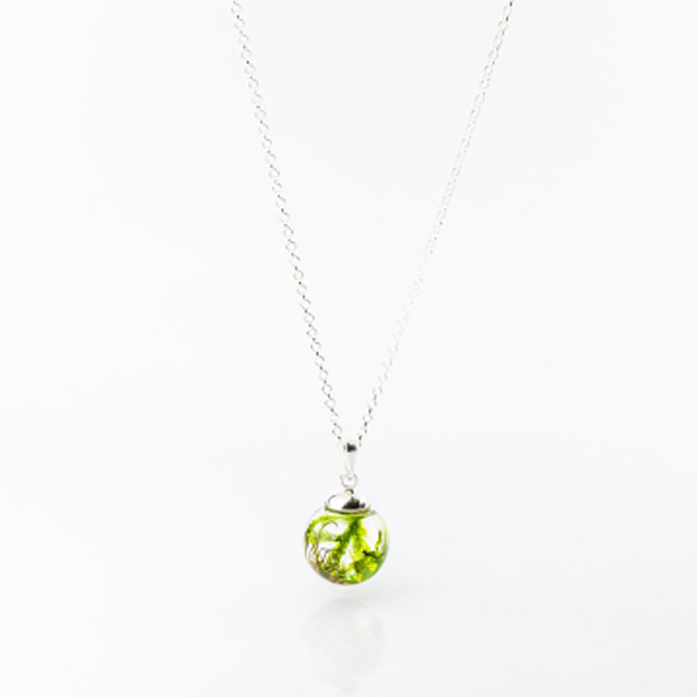 Botanic Isles Highland Moss Sterling Silver Large Sphere Necklace - Norman & Vera Garden Emporium