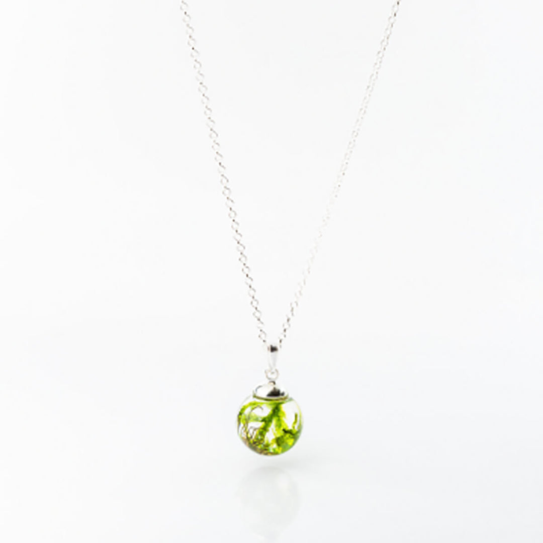 Botanic Isles Highland Moss Sterling Silver Large Sphere Necklace - Norman & Vera Garden Emporium