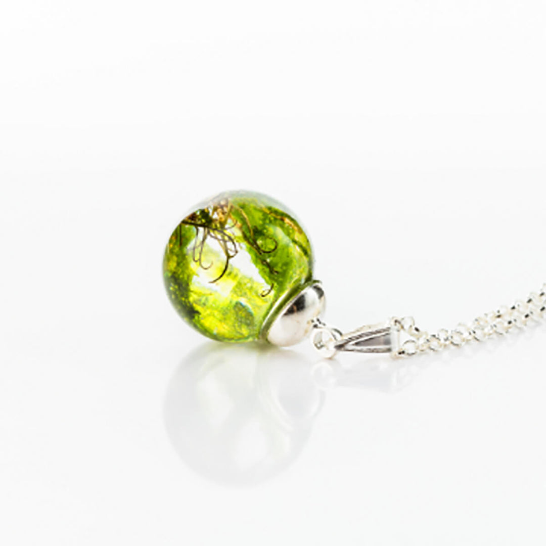 Botanic Isles Highland Moss Sterling Silver Large Sphere Necklace - Norman & Vera Garden Emporium