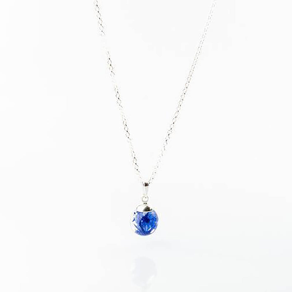 Botanic Isles Cornflower Sterling Silver Small Sphere Necklace - Norman & Vera Garden Emporium