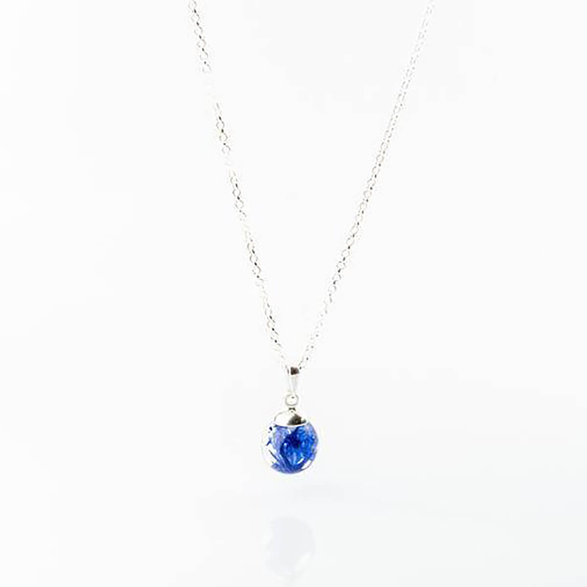 Botanic Isles Cornflower Sterling Silver Small Sphere Necklace - Norman & Vera Garden Emporium