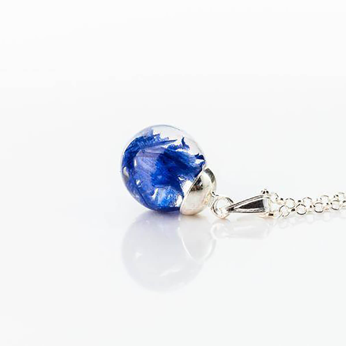 Botanic Isles Cornflower Sterling Silver Small Sphere Necklace - Norman & Vera Garden Emporium
