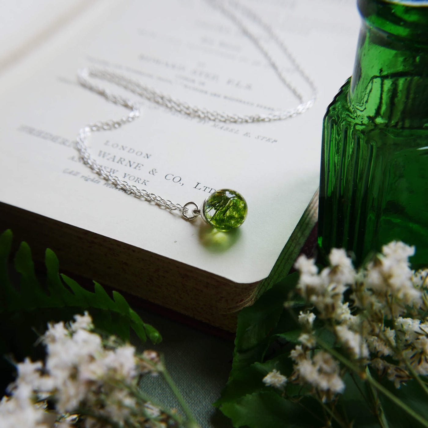 Botanic Isles Scottish Moss Sterling Silver Small Sphere Necklace - Norman & Vera Garden Emporium