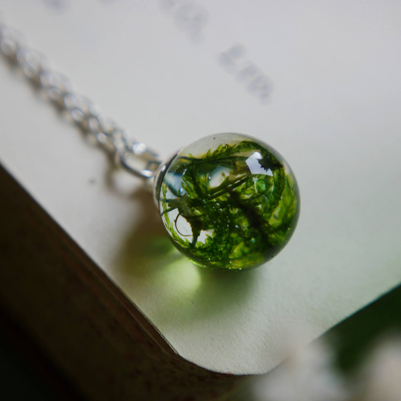 Botanic Isles Scottish Moss Sterling Silver Small Sphere Necklace - Norman & Vera Garden Emporium