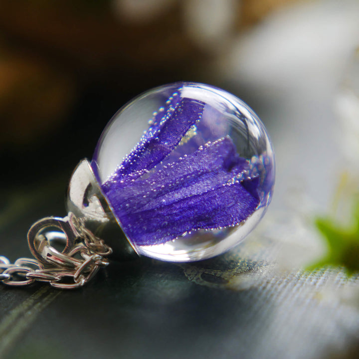 Botanic Isles Scottish Bluebell Sterling Silver Small Sphere Necklace - Norman & Vera Garden Emporium