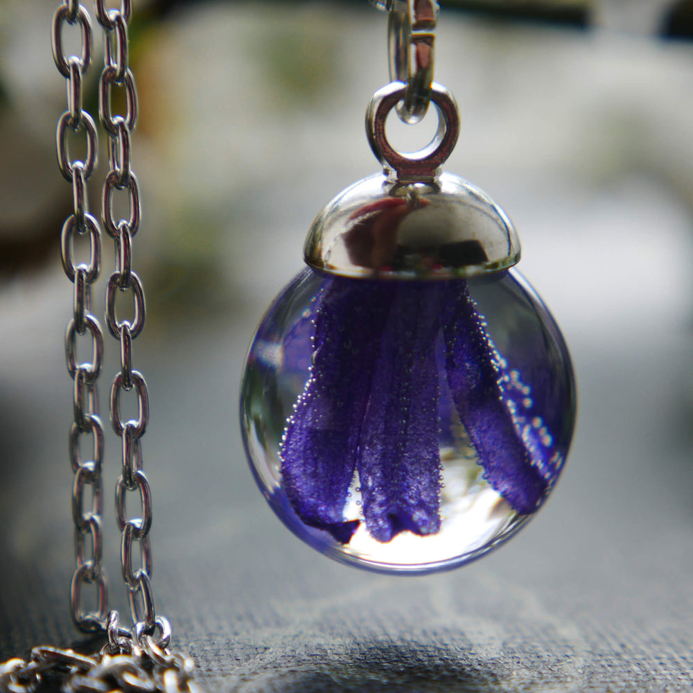 Botanic Isles Scottish Bluebell Sterling Silver Small Sphere Necklace - Norman & Vera Garden Emporium