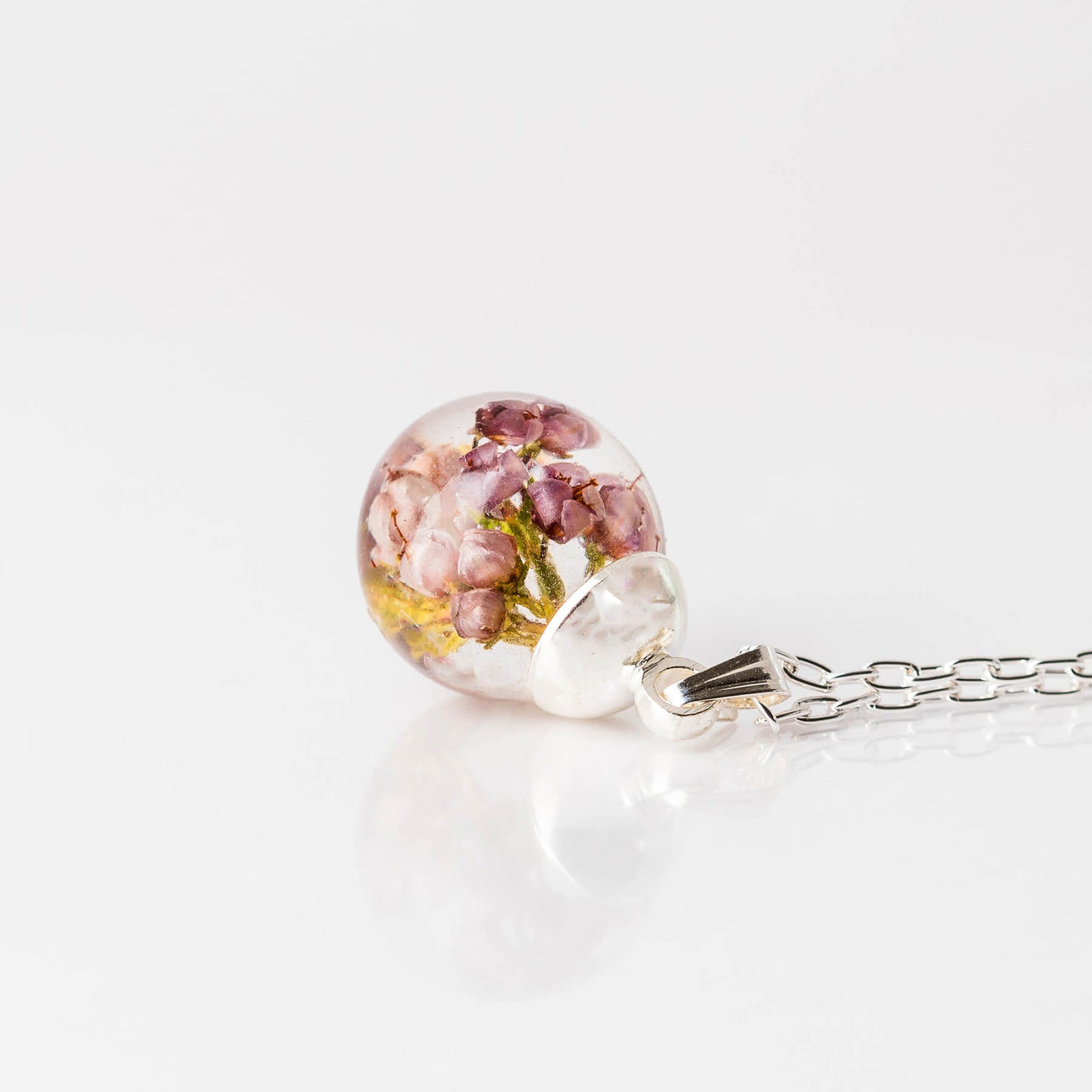 Botanic Isles Highland Heather Sterling Silver Small Sphere Necklace - Norman & Vera Garden Emporium