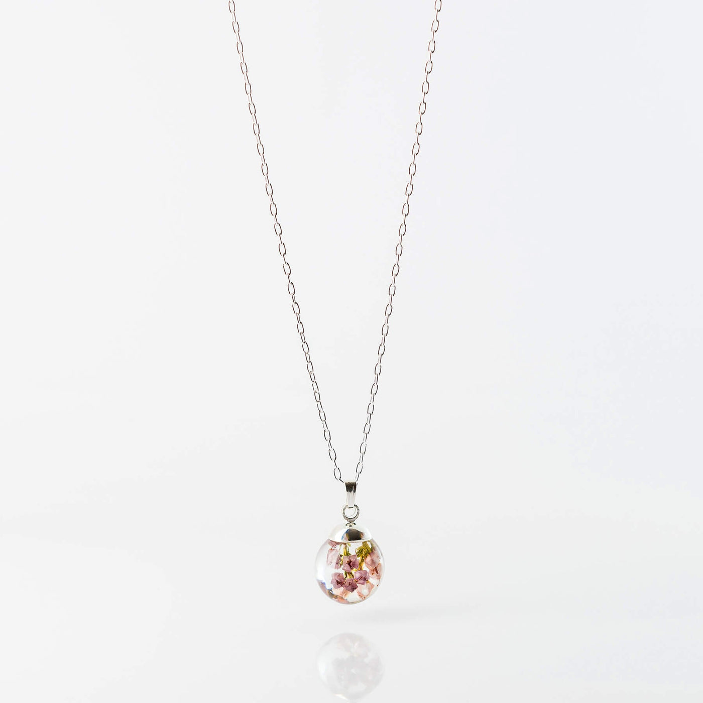 Botanic Isles Highland Heather Sterling Silver Small Sphere Necklace - Norman & Vera Garden Emporium