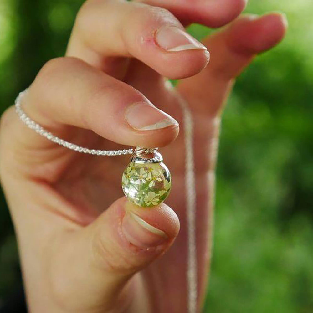 Botanic Isles Queen Anne's Lace Sterling Silver Small Sphere Necklace - Norman & Vera Garden Emporium