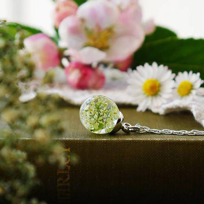 Botanic Isles Queen Anne's Lace Sterling Silver Small Sphere Necklace - Norman & Vera Garden Emporium