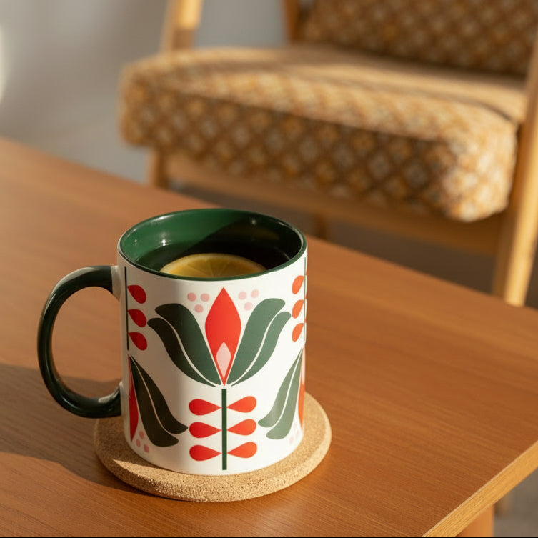 Mod Lounge Green Lotus Flower Mug - Norman & Vera Garden Emporium