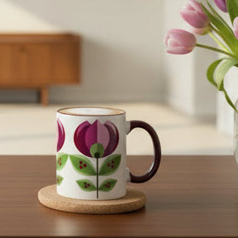 Mod Lounge Maroon Tulip Flower Mug - Norman & Vera Garden Emporium