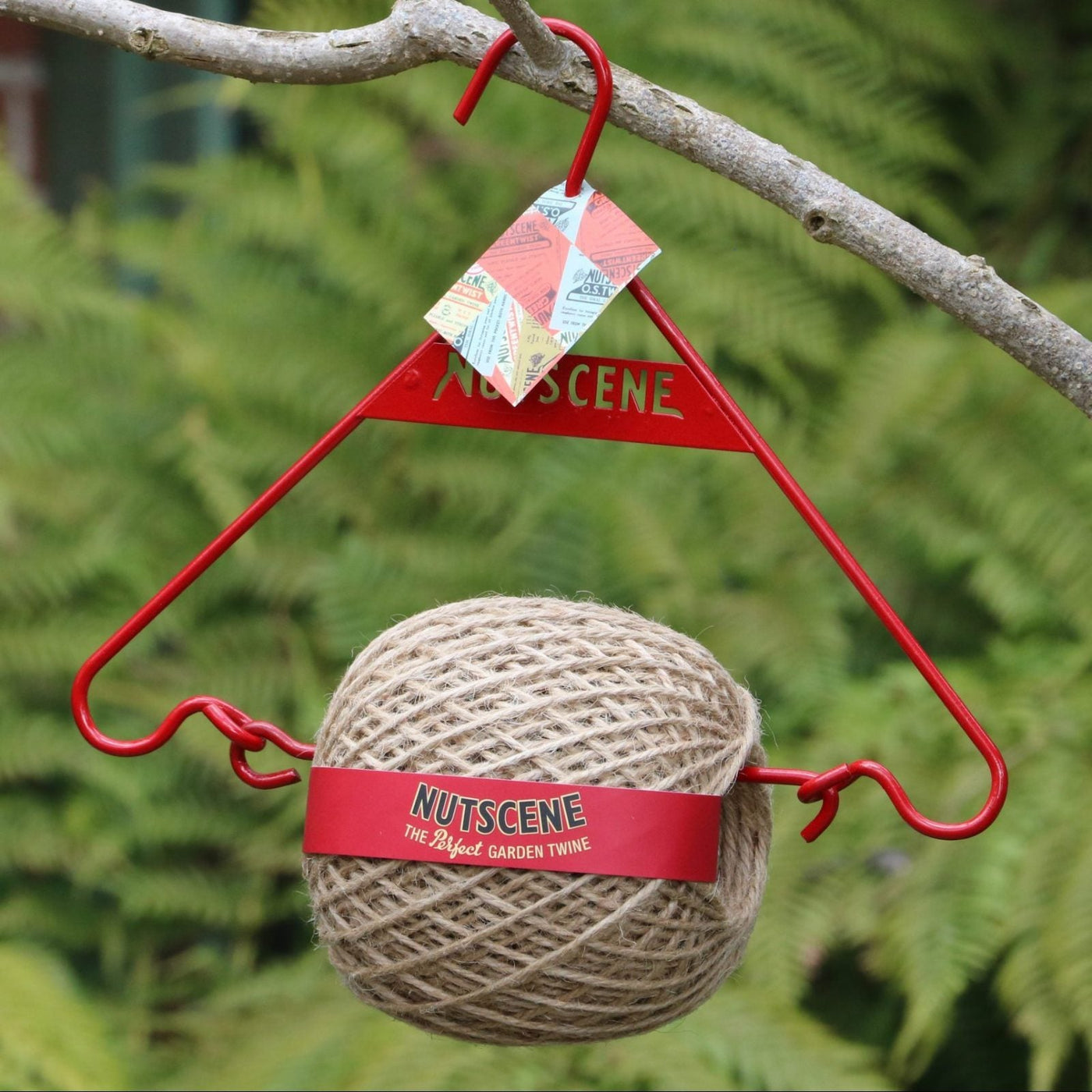 Nutscene Red Metal Hanger with Natural Twine - Norman & Vera Garden Emporium