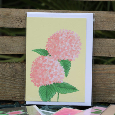 Pink Hydrangea Greetings Card - Norman & Vera Garden Emporium